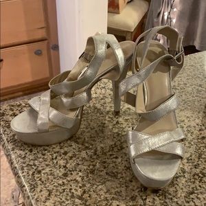 Silver 5” platform heels